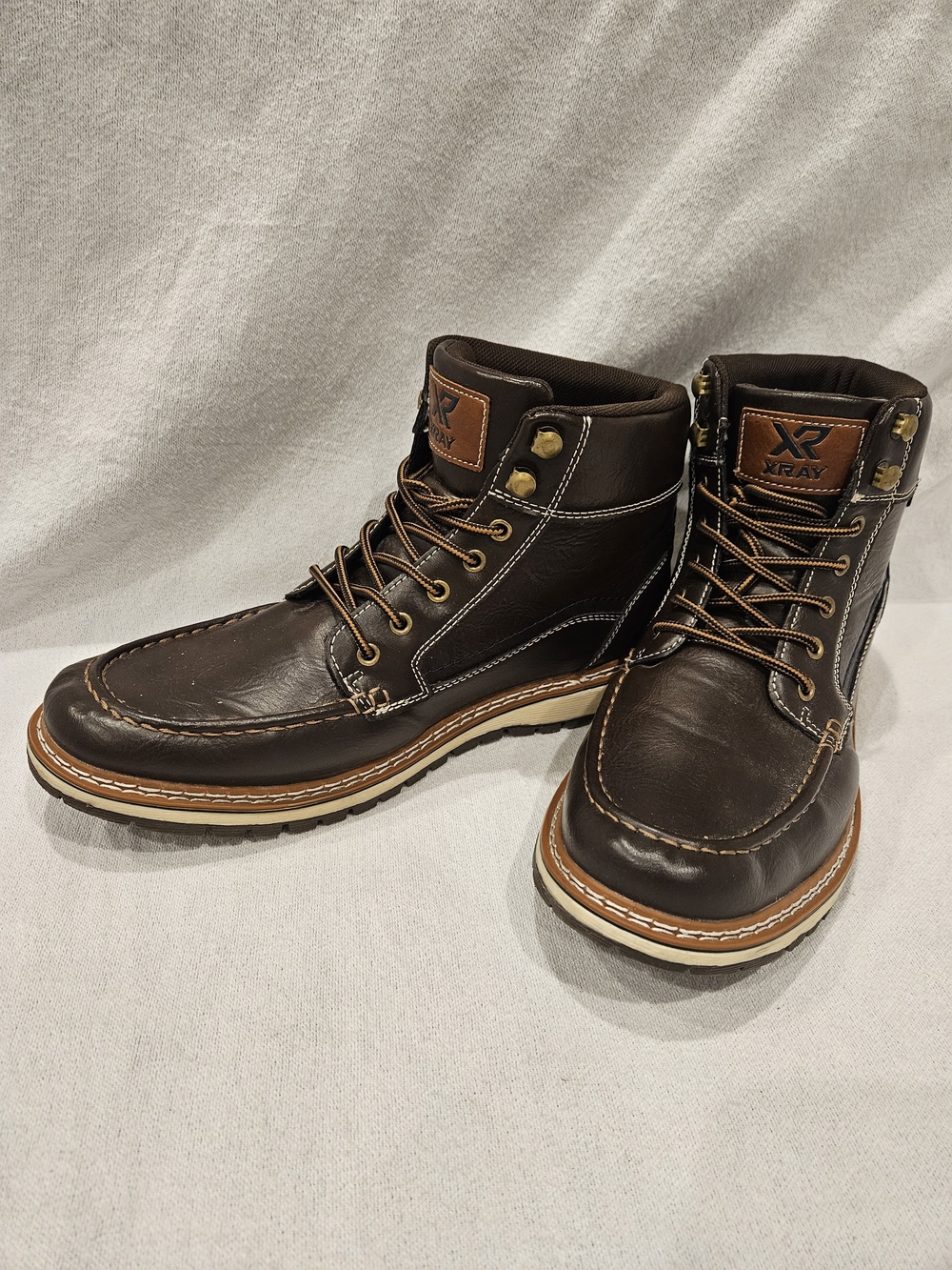 XRAY Men’s Dark Brown Leather Lace-Up Work Boots